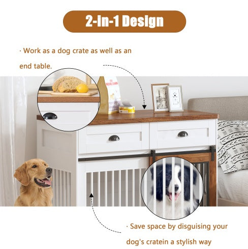 Heavy Duty Furniture Style Dog Cage Wooden Dog Cage Double Door Dog Cage Side Cabinet Dog Cage Dog Crate