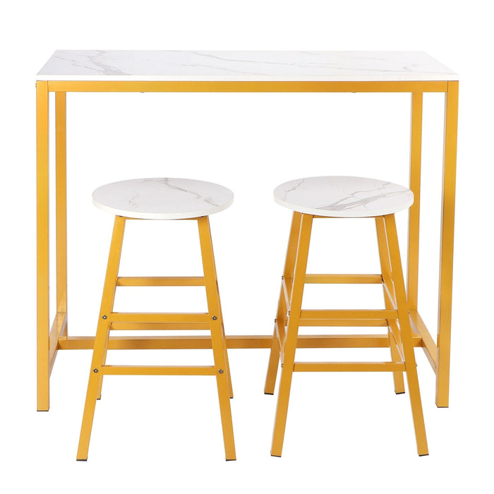 Stylish Bar Table with 2 Stools Set Simple Modern Furniture for Kitchen Game Room Living Room