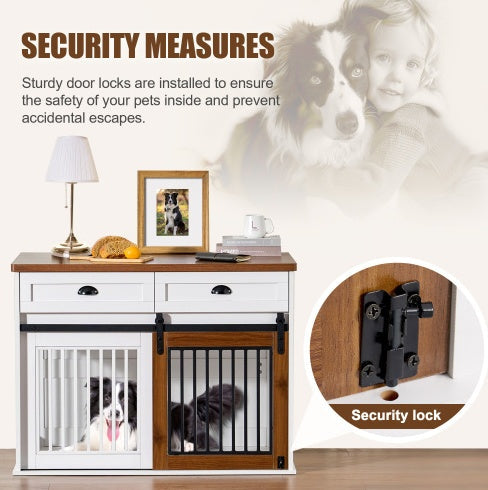 Heavy Duty Furniture Style Dog Cage Wooden Dog Cage Double Door Dog Cage Side Cabinet Dog Cage Dog Crate