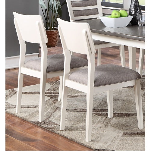 Beautiful Unique Set Of 2 Side Chairs White And Grey Kitchen Dining Room Furniture Ladder Back Design Chairs Cushion Upholstered
