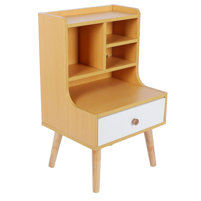 Modern Simple Nightstand Bookshelf Bedside Table Storage Cabinet with 1 Drawer Bedroom Furniture