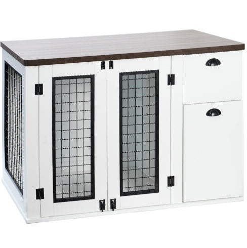 Furniture Style Dog Cage, Wooden Dog Cage, Double Door Dog Cage, Side Cabinet Dog Cage, Dog Crate