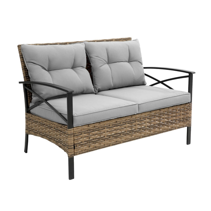 Patio 4Piece Sectional Sofa Set KD Rattan Wicker Outdoor Garden Furniture