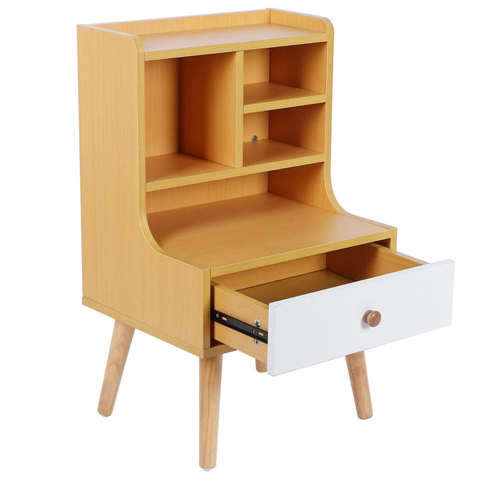 Modern Simple Nightstand Bookshelf Bedside Table Storage Cabinet with 1 Drawer Bedroom Furniture