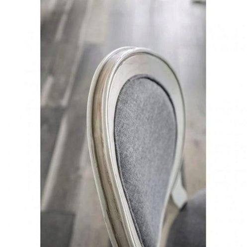 Transitional Antique White And Gray Side Chairs Set Of 2 Chairs Dining Room Furniture Padded Fabric Seat