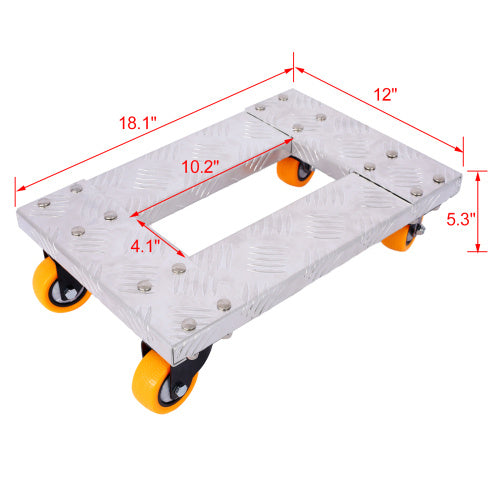 Movers Dolly Heavy Duty Furniture Dolly Trolley Cart 18''x12'' Aluminum Frame With 3'' TPU Professional Casters With Brake Option