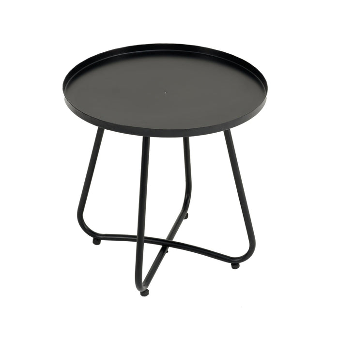 Patio Furniture Set 3 Piece Mixture Pattern PE Rattan Steel Frame And Modern Round Table, Brown And