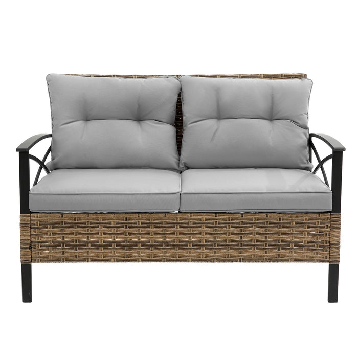 Patio 4Piece Sectional Sofa Set   KD Rattan Wicker Outdoor Garden Furniture