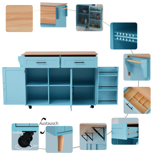 Fibreboard Dining Cart  Bookcase With Folding Tabletop