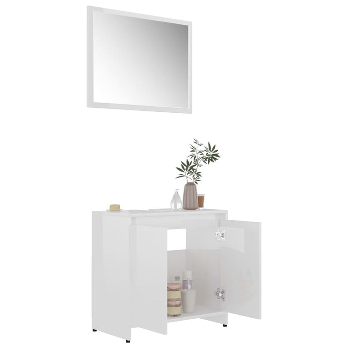vidaXL Bathroom Furniture Set High Gloss White Engineered Wood