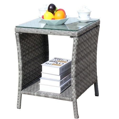 Outdoor Patio Furniture 1 Coffee Table With Clear Tempered Glass